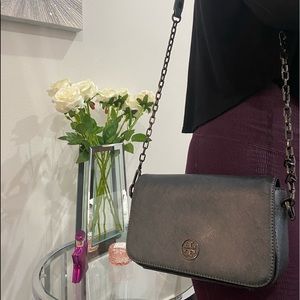 Silver Tory Burch Cross Body Bag